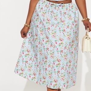 Fashion Nova Light Blue Floral Maxi Skirt
